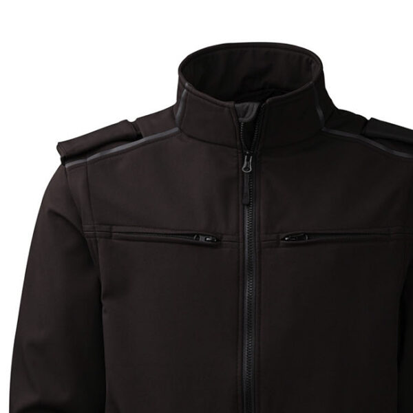 99055 xplor tech softshell jacket unisex black 9000 front shoulder